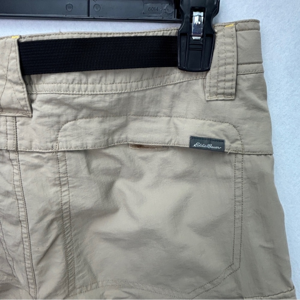 505 - Eddie Bauer Men’s Khaki Tan Pants side 34 x 32, Belt Included - Picture 6 of 15